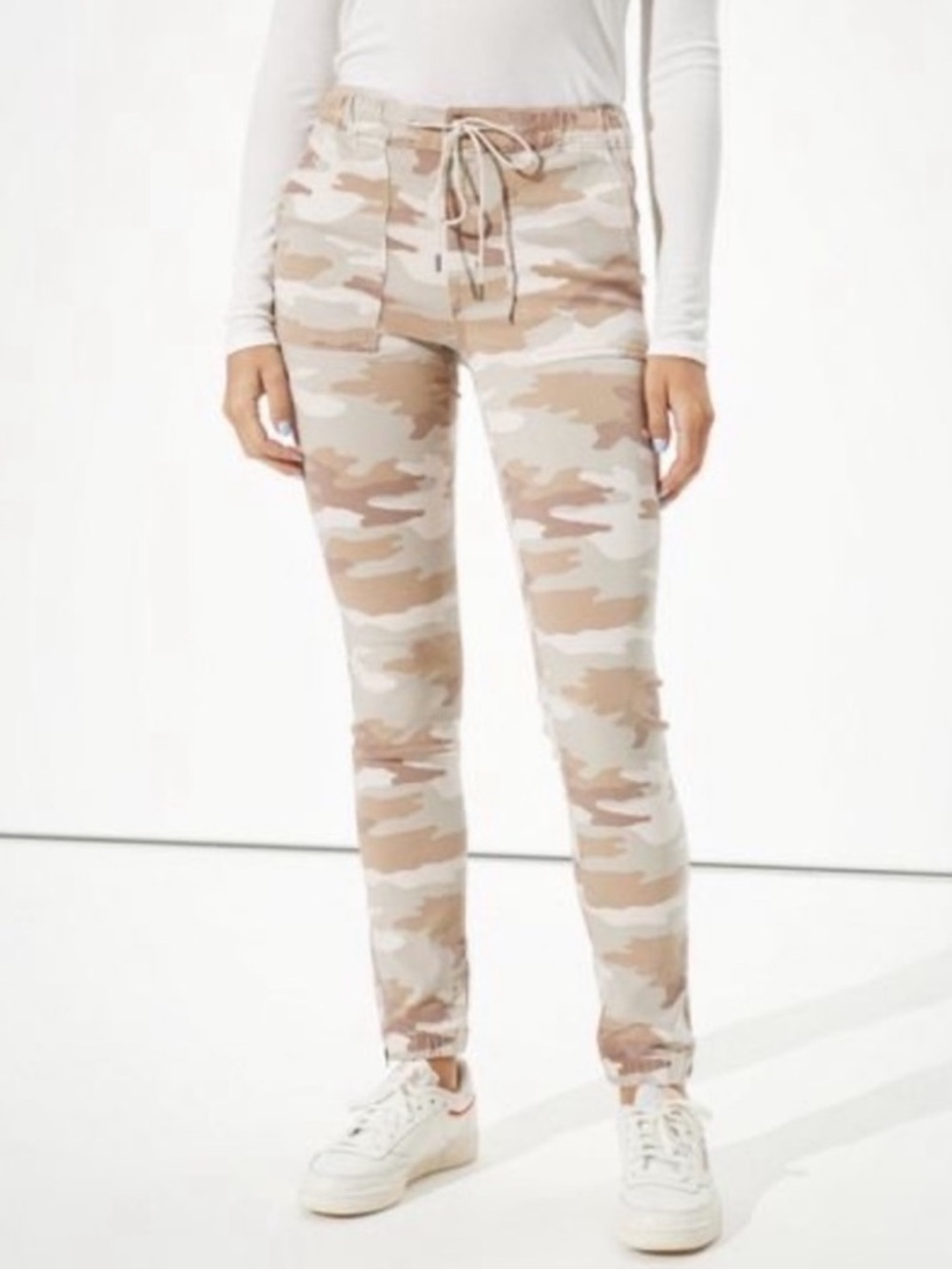 American Eagle Outfitters Beige Camo Drawstring Joggers